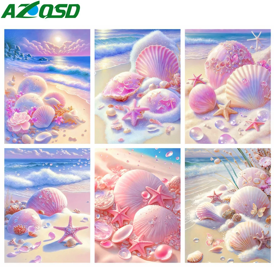 

AZQSD Алмазная картина полный комплект ракушка Морская звезда пейзаж домашний декор 5d Вышивка-Шитье Сделай Сам продажа Приморский крестиком
