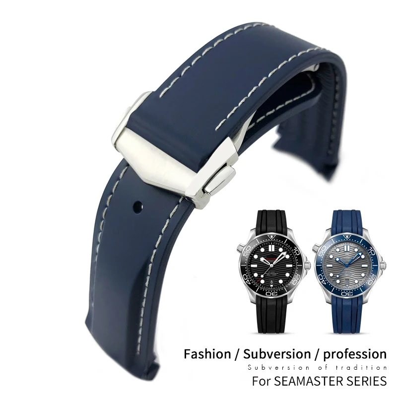 

High Quality Rubber Silicone Waterproof Watch Strap Band For Omega Seamaster 300M Planet Ocean Chrono speedmaster Accessories 21