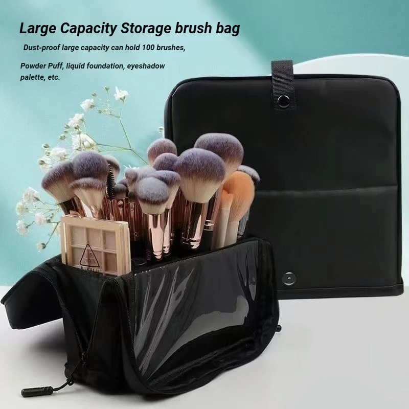 

Одиночная черная портативная сумка для кистей для макияжа, многофункциональная сумка для хранения большой емкости, сумка для кистей (магнитная застежка)