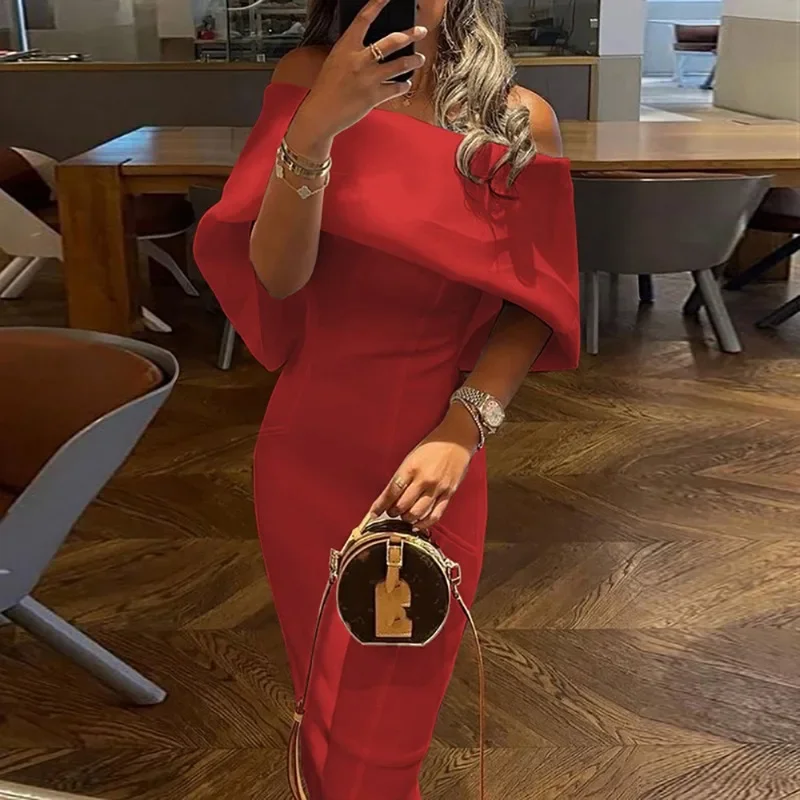 Женское элегантное платье-накидка с открытыми плечами сексуальное платье