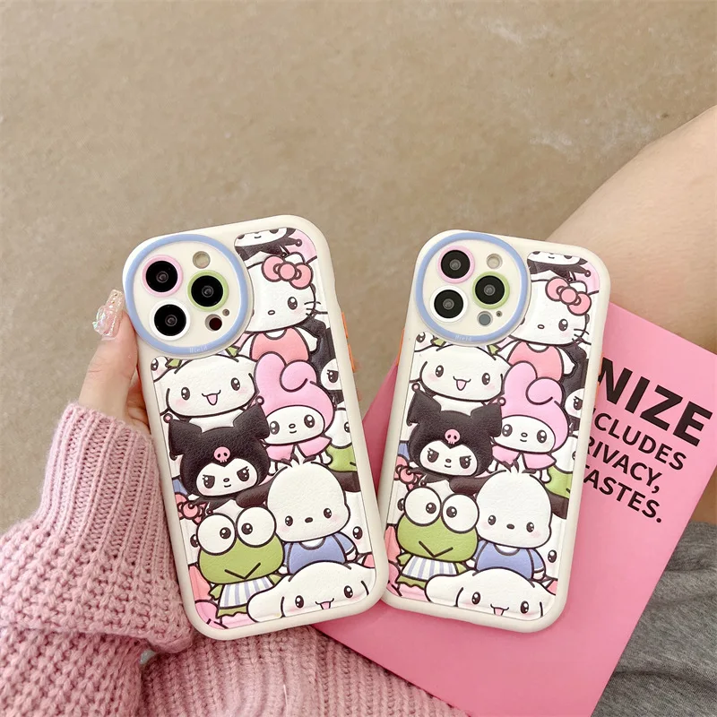 

Kuromi hello kitty Cinnamoroll puppy art Cartoon Phone Case For iPhone 14 Pro Max 13 12 11 Pro Max 14 Plus Case Cute Soft Cover