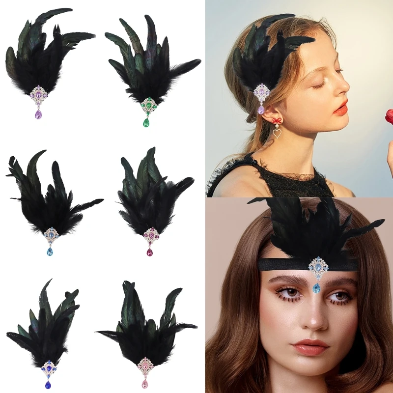 

Girls Punk Feather&Rhinestones Headband/ Hairpin Party Medieval Prom Hair Hoop DropShip