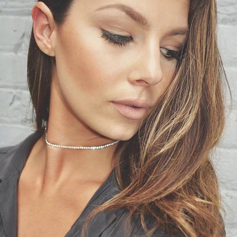 

Simple Design Crystal Beads Choker necklace women Statement necklace Sparkly Rhinestone chocker wedding jewellery