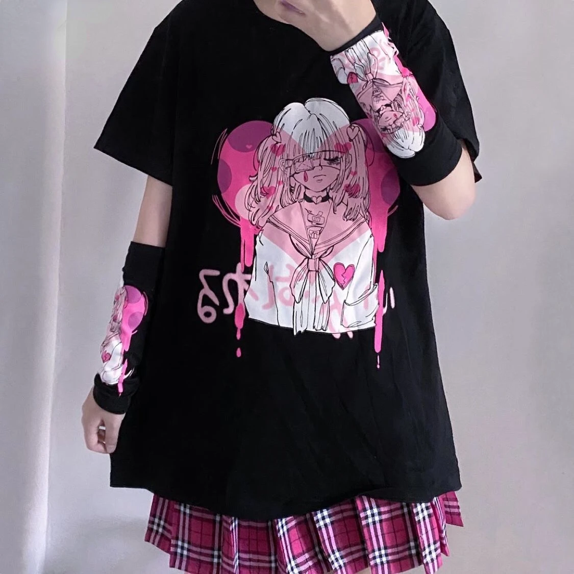 

Summer Clothing T-shirts Women Cartoon Print Leisure Loose Streetwear Tee Gothic Female Harajuku E-Girl Kawaii Y2k Aesthetic Top