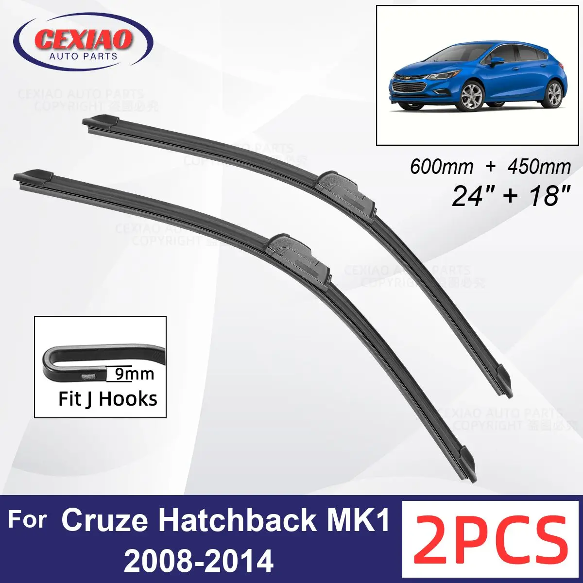 

Car Wiper For Chevrolet Cruze Hatchback MK1 2008-2014 Front Wiper Blades Soft Rubber Windscreen Wipers Auto Windshield 24"+18"