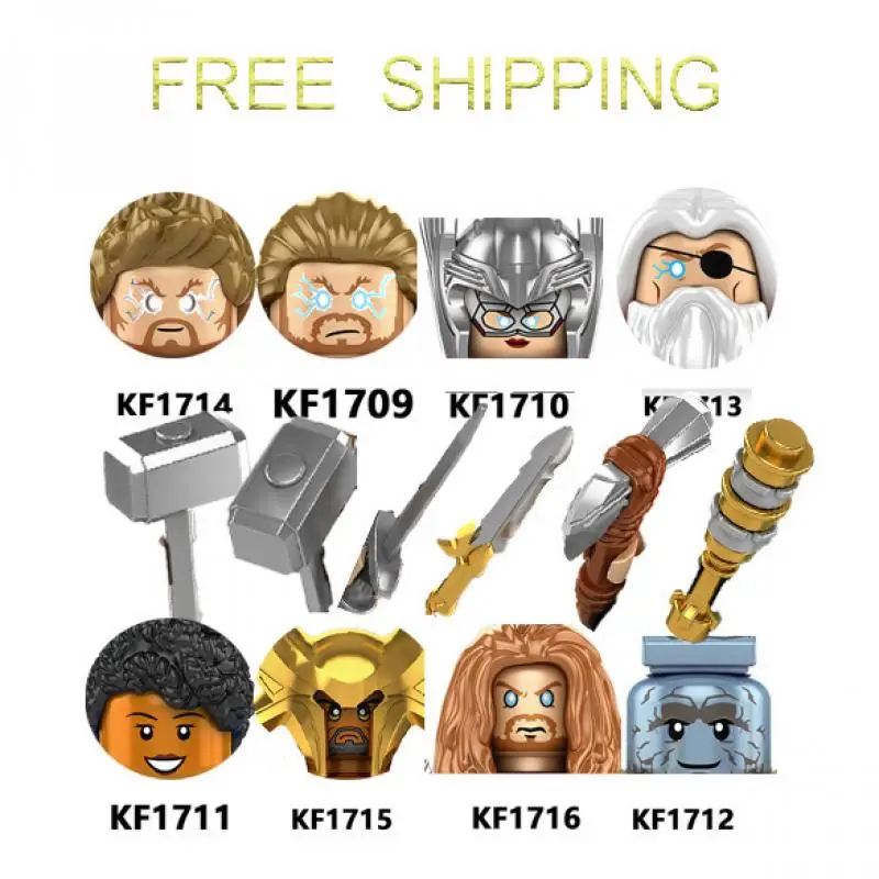 

KF6161 Disney Hero Blocks Thor Heimdall Valkyrie Korg Mini Action Figures Bricks Building Blocks Diy Assembly Model Toy Gift