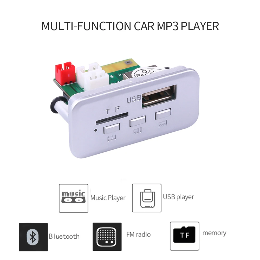 

Wireless Bluetooth5.0 12V Car Decoder Board MP3 Player Audio Module Wireless FM Receiver Radio WMA FM TF USB For Car Accessories