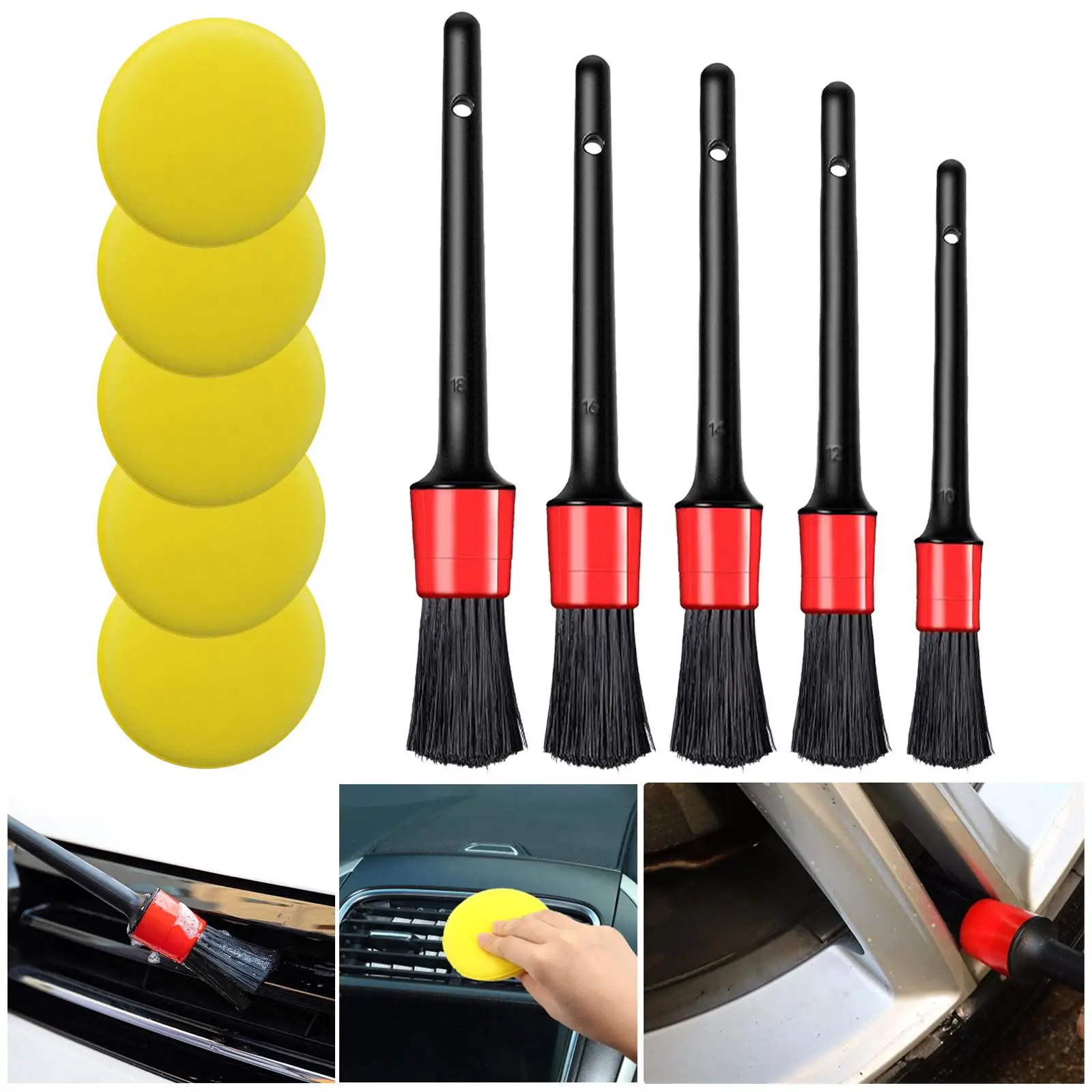 

5 Set, Different Size with 5 Detail Cleaner Brushe Motorcycle Seat Cleaning Engine .