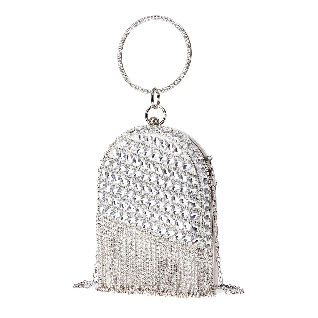 2023 New Women Diamond Tassel Evening Bags Single Side Clutch Bags Party Dinner Purse With Chain 4 Colors Drop Shipping