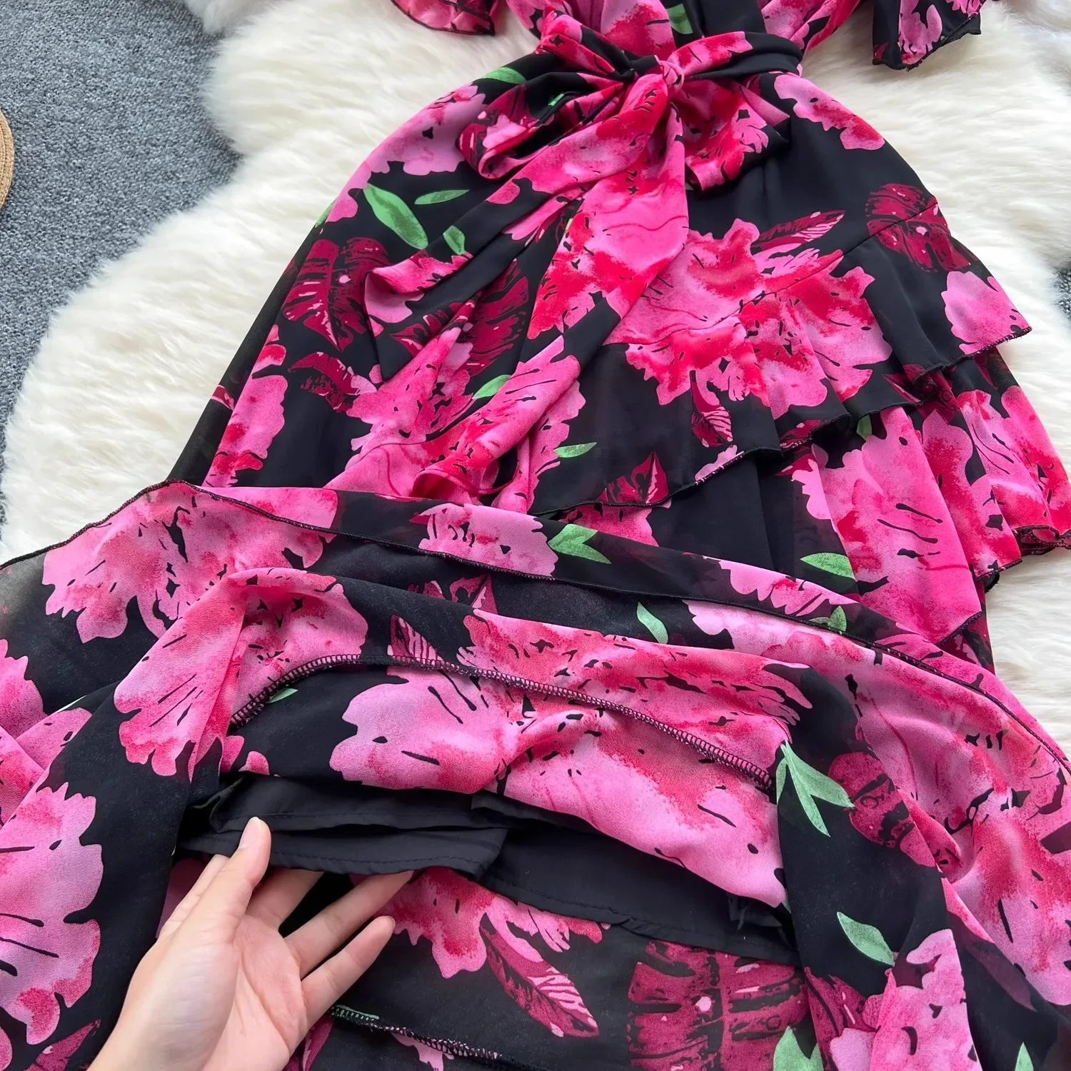 Элегантное французское платье с цветочным принтом женские сексуальные вечерние