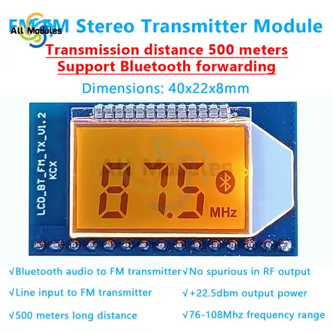 FM стерео аудио передатчик печатная плата модуль Bluetooth переадресация расстояние 500 м 76-108 МГц FM станция модуль цифрового дисплея