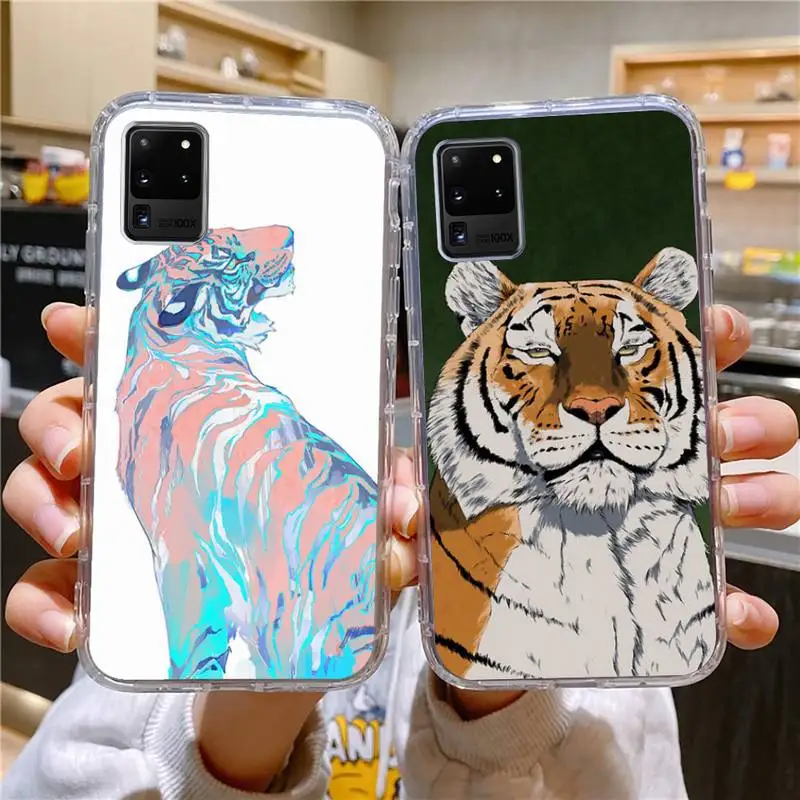 

Ferocious Tiger Phone Case For Samsung Galaxy S10 S10e S8 S9 Plus S7 A70 Edge Note10 Transparent Cove