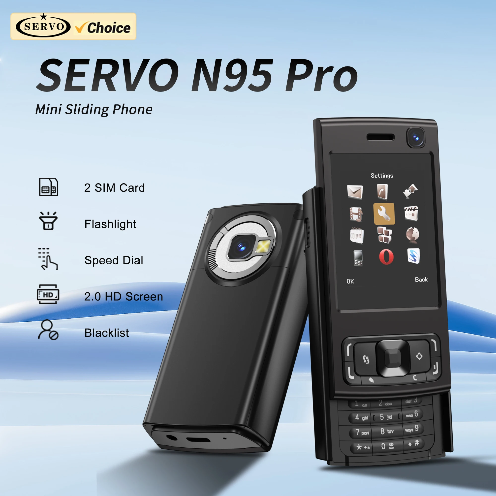 SERVO N95 PRO Слайд-экран Мини-мобильный телефон 2G GSM Запись вызовов ...