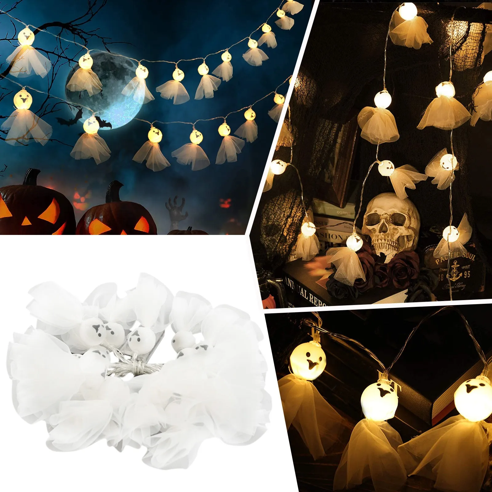 

Halloween Spirit Face Party Courtyard Decorative Lights LED Light String Scene Layout 1.5 Meters Soccer Pillows for Girls Room