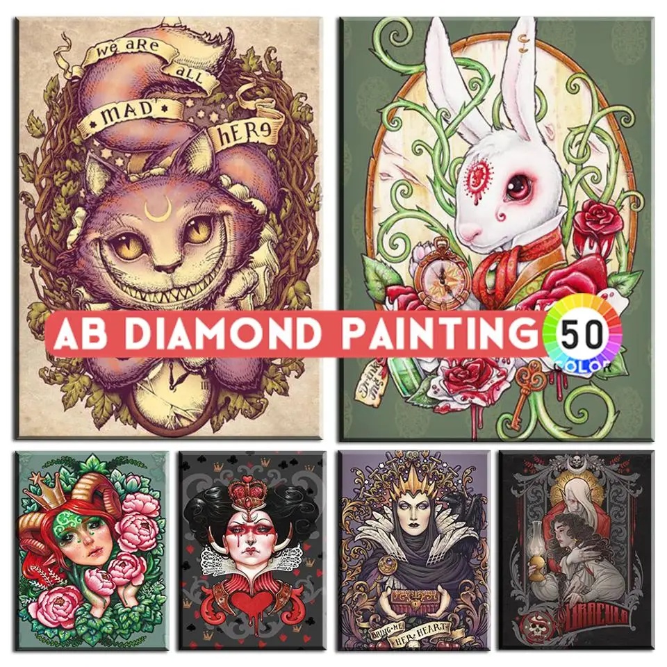 

AB Drill Страна Чудес Алмазная вышивка алмазная живопись кролик наборы для вышивки крестом мультяшная картина домашний Декор подарок