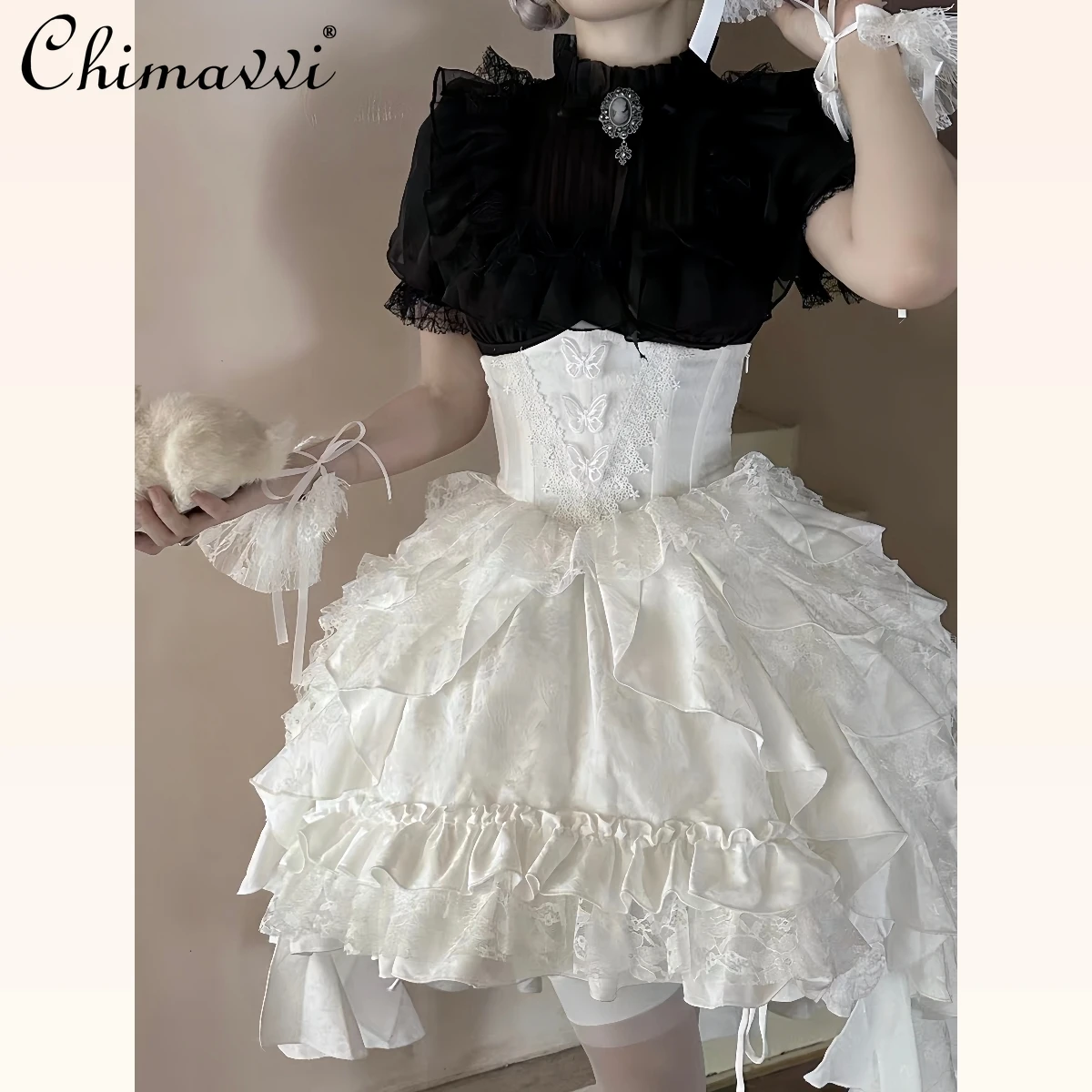 Комплект юбки в стиле готики на Хэллоуин новинка весны и осени кружевная рубашка