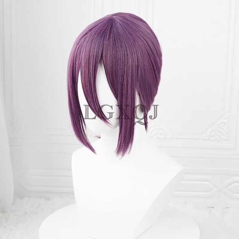 В наличии Reze Косплей Парик Аниме Бензопила Человек 45 см Кожа головы Фиолетовый