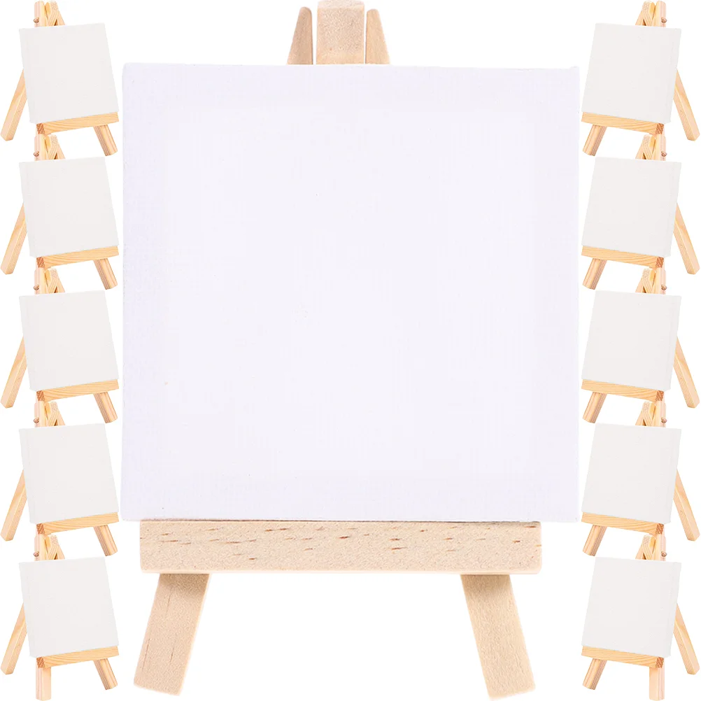 18 Sets Canvas Kids Small Tiny Painting Canvas Blank Triangle Painting Stand Wood Canvas Panels Child