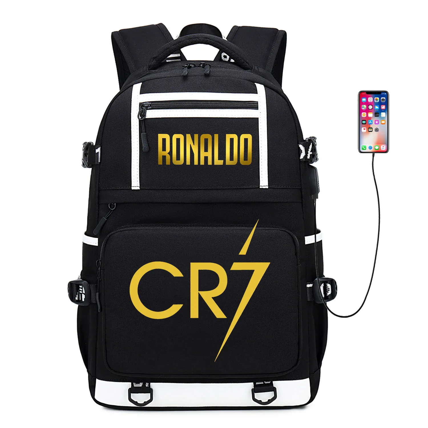 

Soccer Star Ronaldo Print Backpack Casual Student School Bag Teen Big Backpack Outdoor Travel Bag