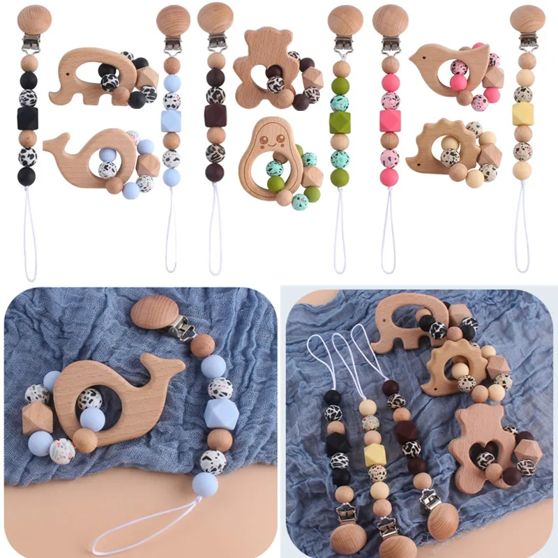 

2 шт., леопардовые силиконовые бусины для детской пустышки