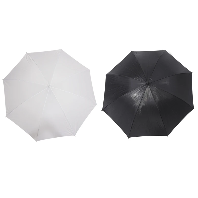 

2Pcs 40Inch Studio Photo Strobe Flash Light Reflector Soft Umbrella - Black Silver & White Translucent Flash