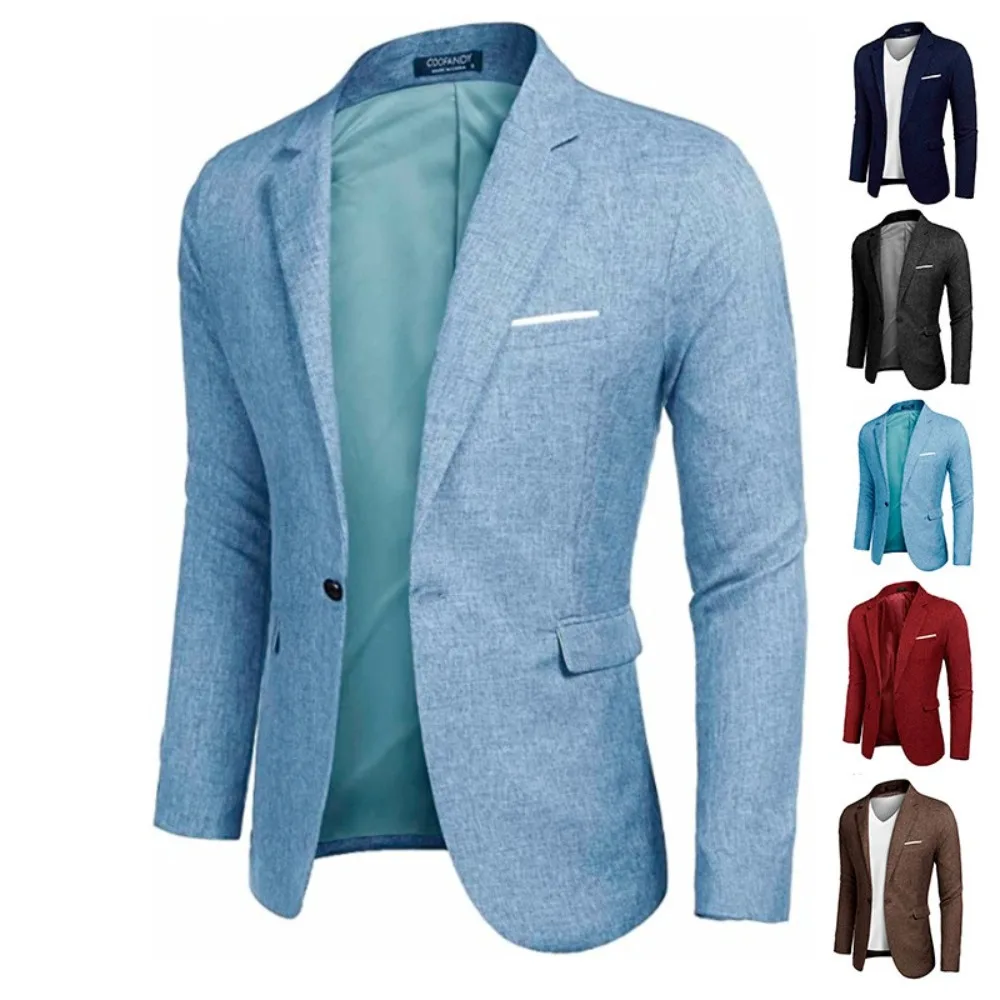 

Men's Jacket Linen Structure Slim Fit Men's Blazer Modern Casual Jacket Lightweight