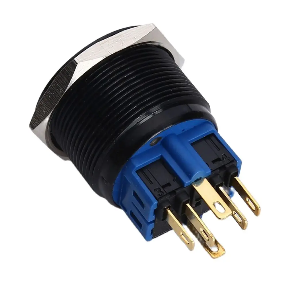 25mm Black Aluminum 12V White Blue Ring Illumination Momentar Start Switch+CE+RoHS+UL |