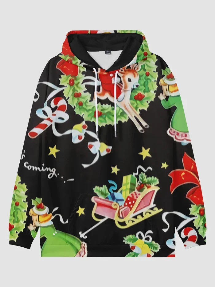 

Molilulu Men's Plus Size Christmas Creative Pattern Hoodies