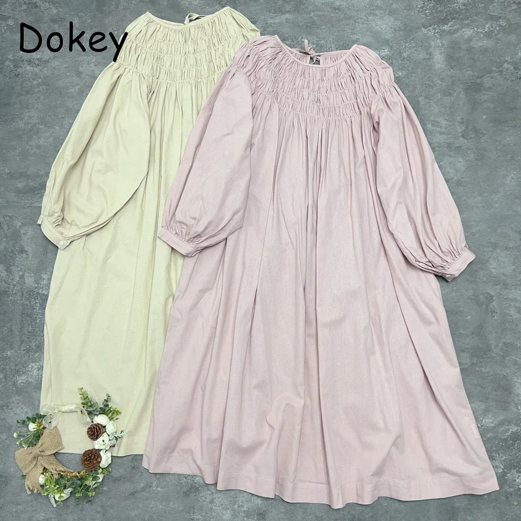 Женское платье на шнуровке Mori Girl милое винтажное свободное из хлопка и льна с