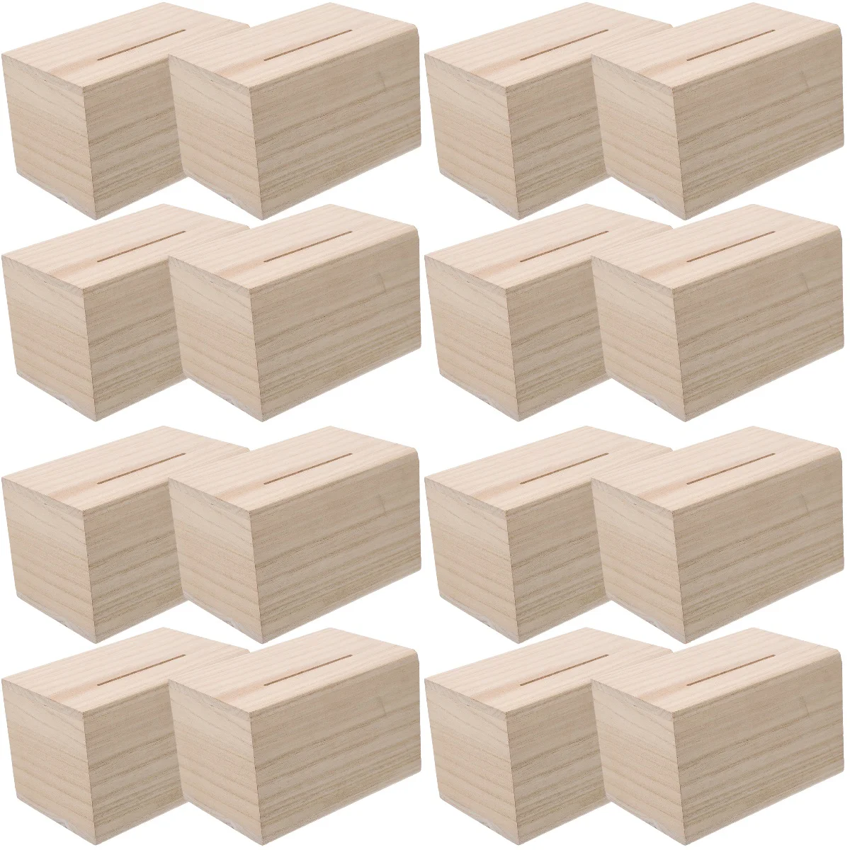 

16 pcs DIY Adults Kids Piggy Bank Wood Piggy Bank Desktop Ornament Saving Pot Wood Holder Wooden Piggy Banks