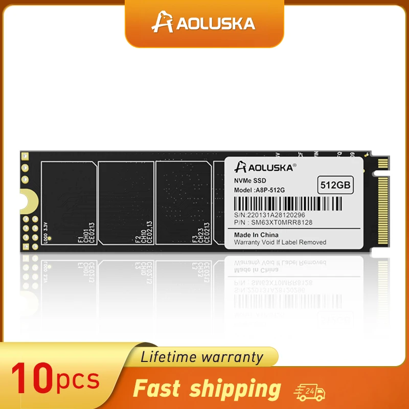 

AOLUSKA 10 шт. SSD NVMe M2 1 ТБ 512 ГБ твердотельный накопитель 2240MBs высокоскоростной внутренний жесткий диск 2280 PCIe 3,0 для настольных ПК ноутбуков