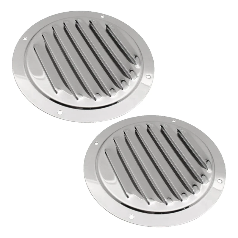 

2Piece 5Inch Round Louvered Air Vent 316 Stainless Steel Air Vent Marine Boat Vent Cover Silver
