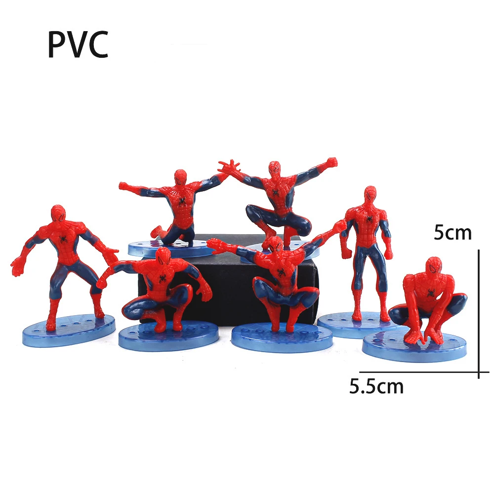 

7pcs Marvel Spiderman Collection Anime Figure PVC Action Figure Model Cake Decoration Children toys Birthday Christmas Gift