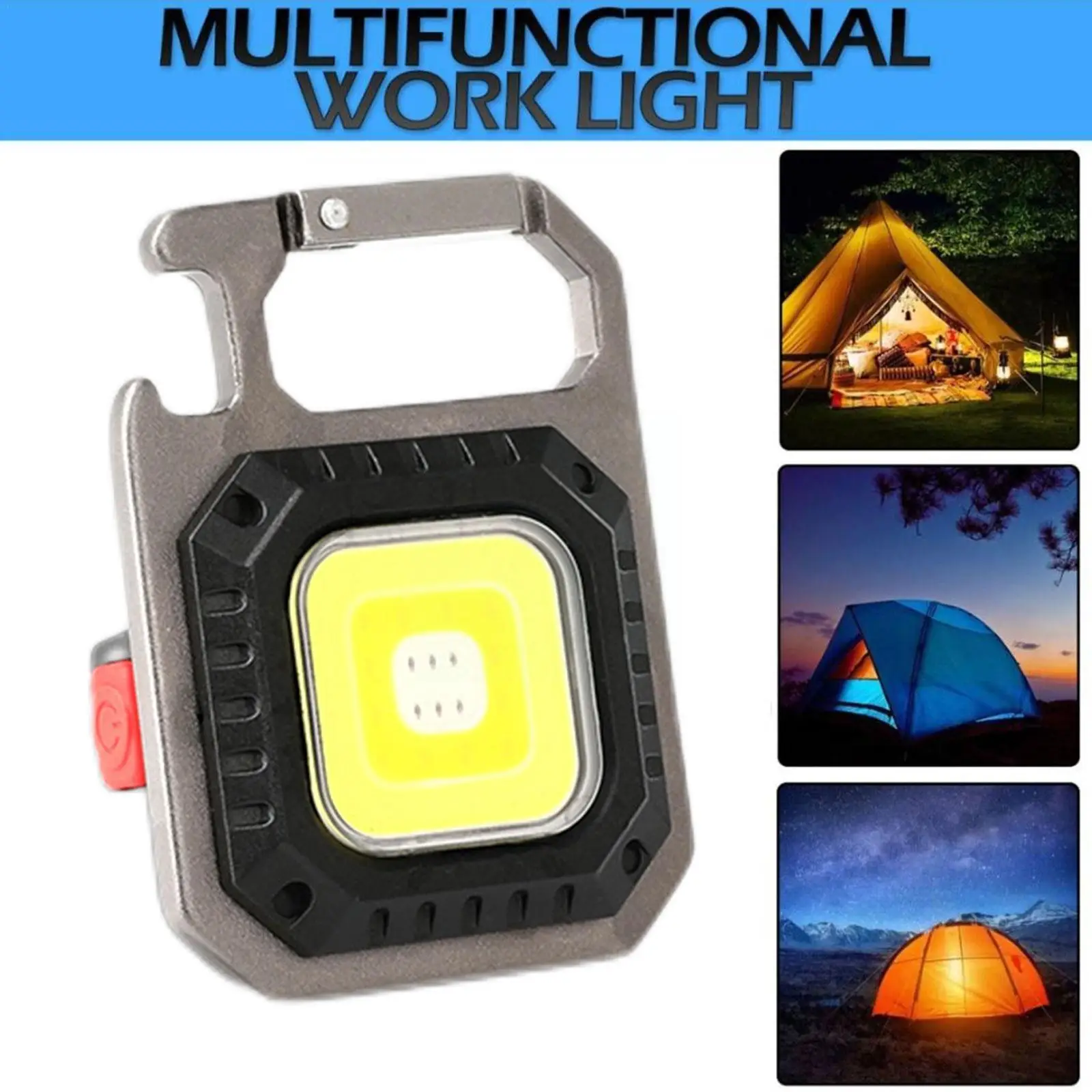 New Mini Lantern Portable COB Floodlight Outdoor Rechargeable Aluminum Alloy Tool Multi-function Light Flashlight Keychain H5Y9