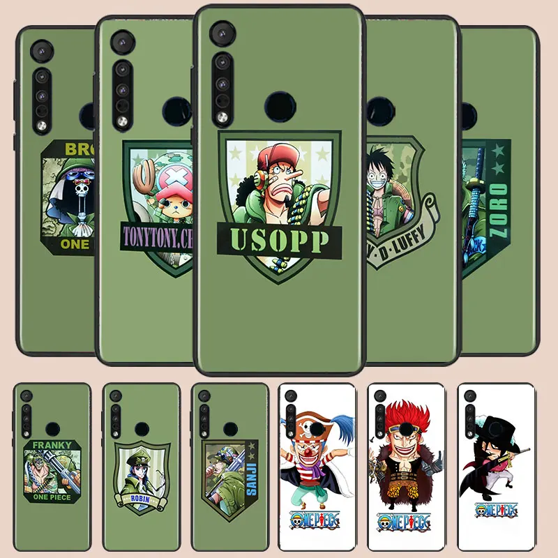 

One Piece Cartoon Character Phone Case For Motorola E6 E7 One Marco G8 Play Plus G Stylus One Hyper Lite Plus G9 Black Silicone