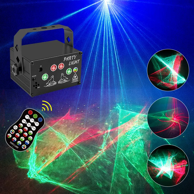 

Mini Red Green Laser Projector Home Party Light RGB UV LED Lazer Beam Gobo Aurora Effect DJ Disco Strobe Sound Control USB Plug