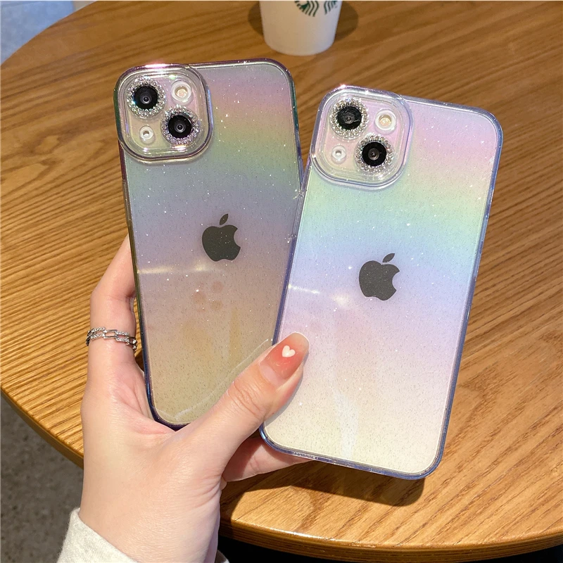 

TPU Holographic Colorful Laser Glitter Clear Phone Case For iPhone 13 12 11 Pro Max Shockproof Cover For iPhone 13 Pro Max Coque