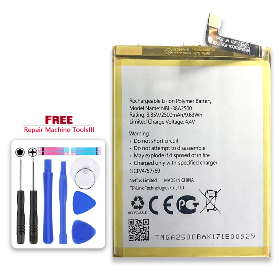 

2500mAh NBL-38A2500 Replacement Battery For TP-link Neffos X1 Lite X1Lite TP904A TP904C Rechargeable Warranty