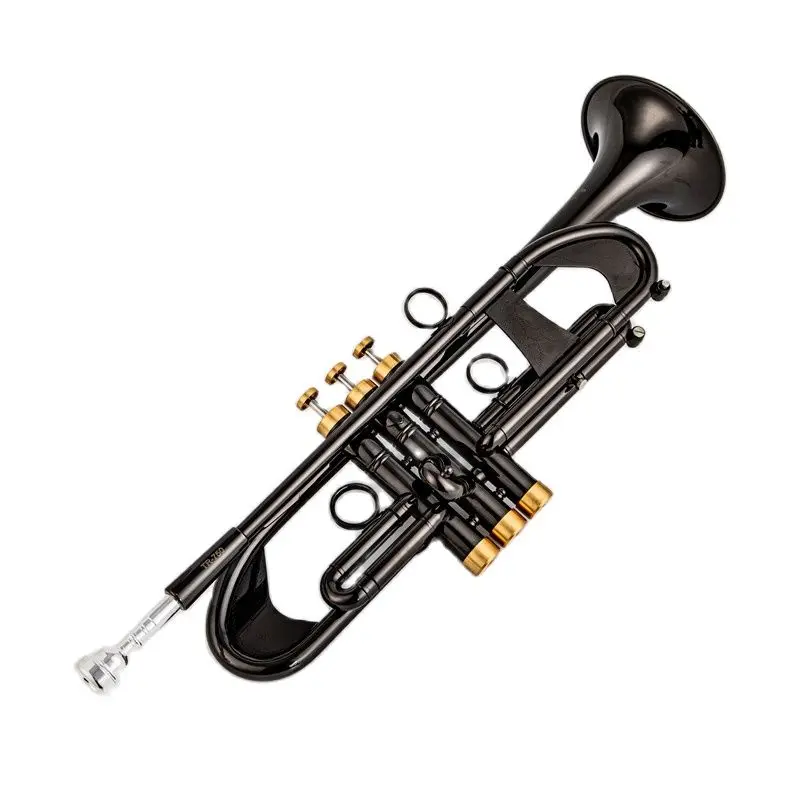 

Hot Sell Bach TR 750 Bb Small Trumpet Black nickel gold Key Professional Music Instruments with case Free Shipping