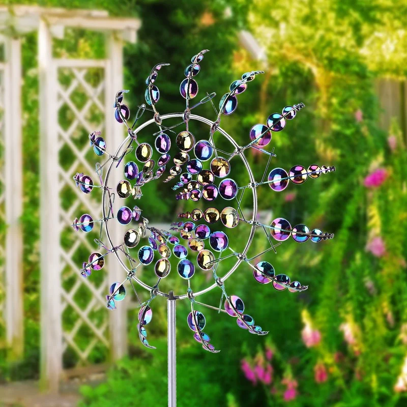 

Magical Color Metal Windmill Unique Outdoor Wind Spinners Turning Wind Catchers Courtyard Patio Lawn Garden Decoration Outdoor
