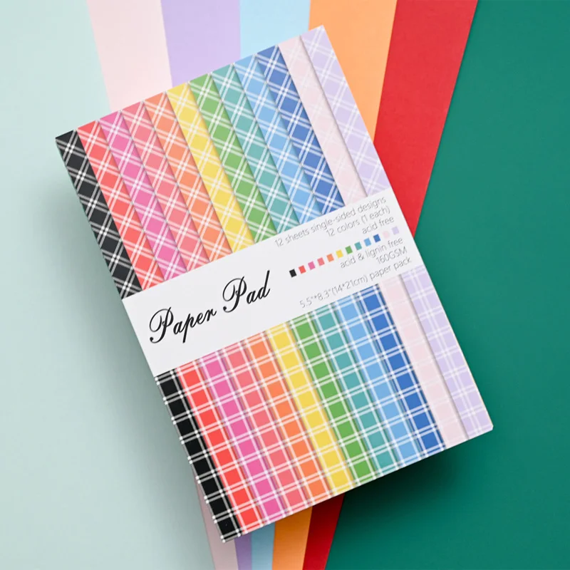 

12 Sheet Candy Color Single-Sided Scrapbook Paper Pad Dot Grid Craft Paper Junk Journal Cardstock Paper Scrapbooking Material