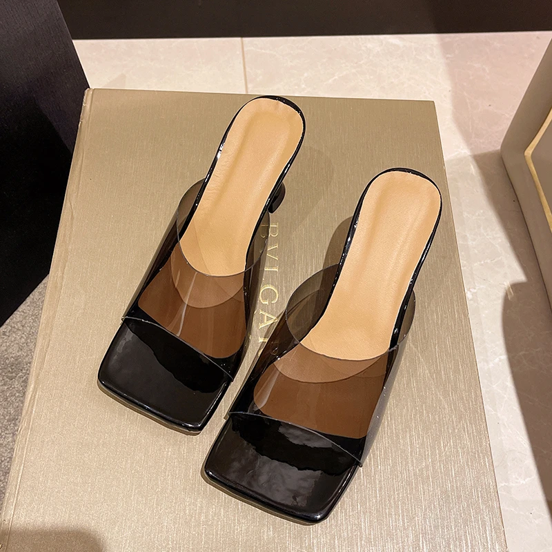 

Sexy Clear High Heels New Summer Women Sandals Black PVC Jelly Crystal Heel Transparent Women Sandals Pumps Shoes Slippers Women