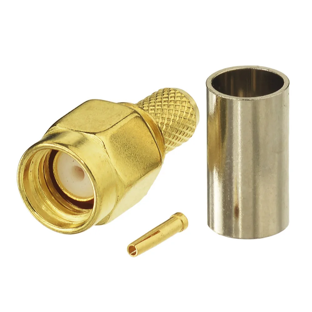 Superbat RP-SMA Crimp Male(female pin) RF Coaxial Connector for LMR195 RG58 RG400 RG142 Cable