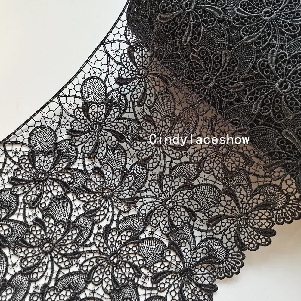 1 метр 19 см ширина черные цветочные вышитые кружевные украшения для шитья