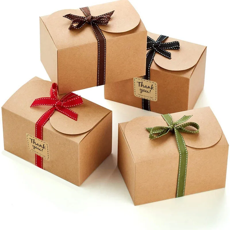 

10/20/30/50pcs Kraft Paper Boxes for Dragees Soap Packing Thank You Souvenirs and Gifts White Cardboard Box for Cookie Bakery