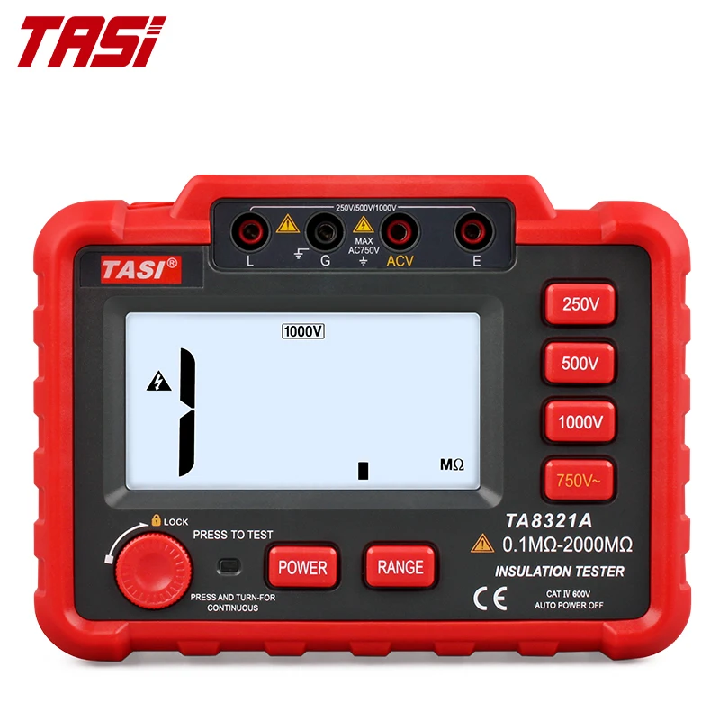 Фото Измеритель сопротивления цепи TASI TA8321A (мегомметр) для измерения сопротивления заземления с двойным интегральным АЦП преобразованием №1