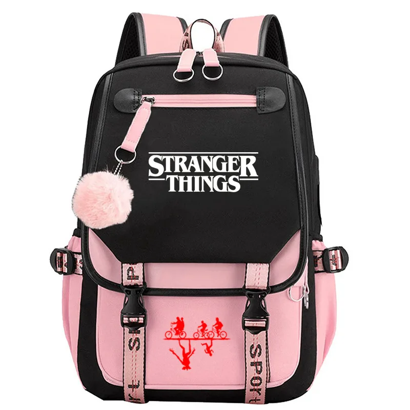 

Stranger Things Backpack y2k Student's Schoolbag Boys Girls Mochilas Waterproof Laptop Bag Men External Charging Port Kids Gifts