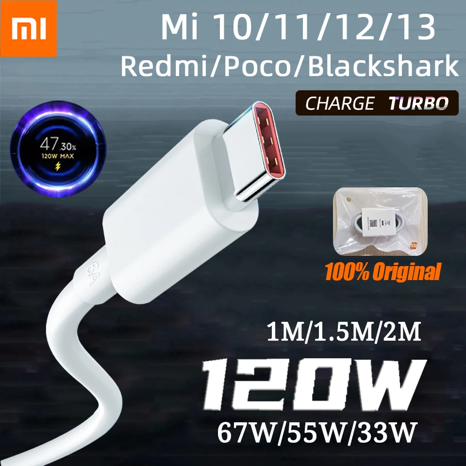 Orijinal Xiaomi kablosu Usb tip C Turbo hızlı şarj Usbc 120W 67W 33W Mi 13 12 Pro Poco F5 X4 Redmi not 10 11 siyah köpekbalığı 5 4