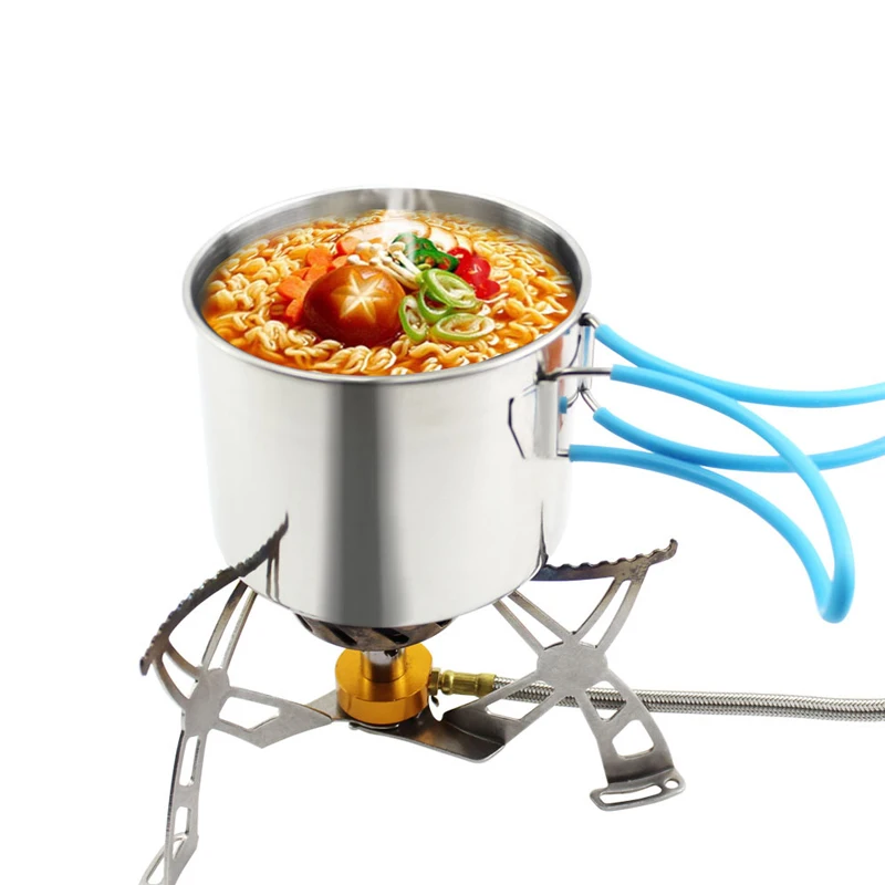 

Stainless Steel Camping Pot Outdoor Portable Folding Handle Soup Pot Hiking Picnic Pot