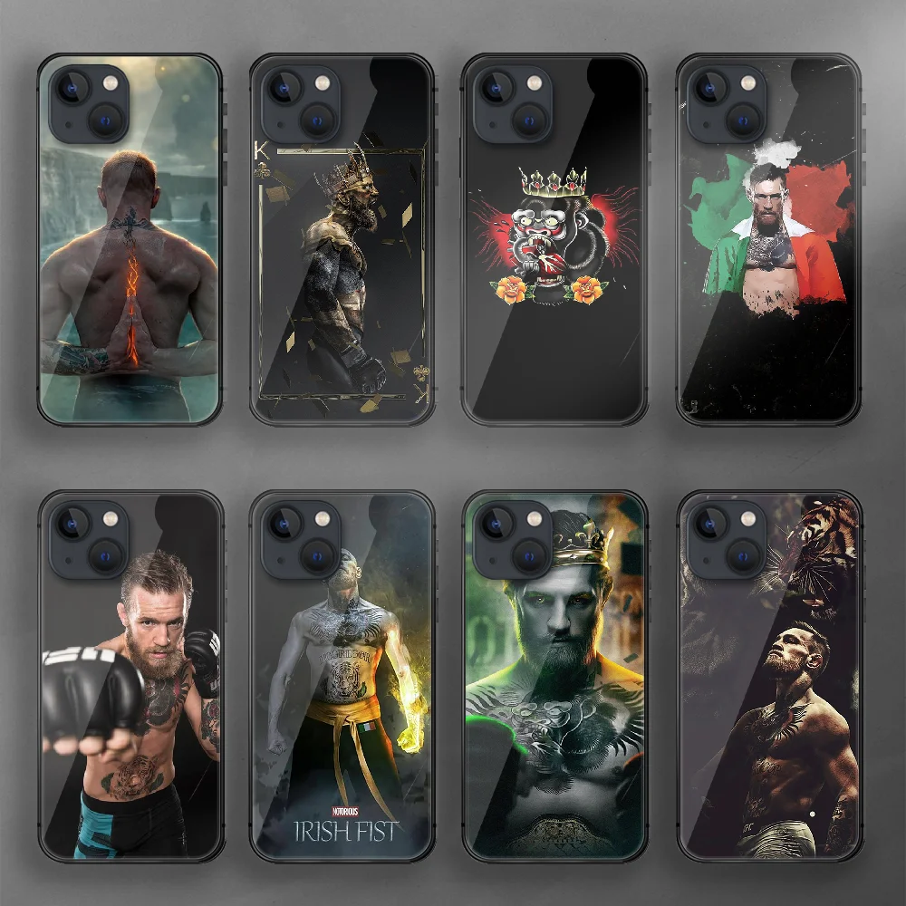 Чехол Conor King McGregor из закаленного стекла для Iphone 7 8 11 12 13 14 Pro Max Plus Mini 6s X XS XR SE, черный